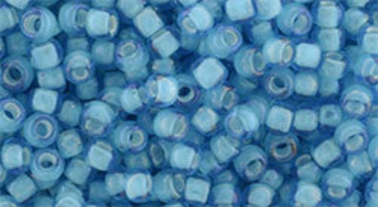 Toho 8/0 Round Japanese Seed Bead, TR8-931, Inside Color Aqua/White Lined